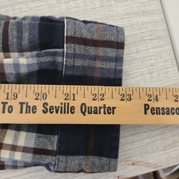 Carhartt Shacket Mens Heavyweight Loose Fit Navy Plaid Cotton Shirt size Large - Picture 6 of 6